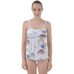 Dinosaur Art Pattern Twist Front Tankini Set by Ket1n9