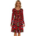 Traditional Art Pattern Long Sleeve Dress With Pocket View1