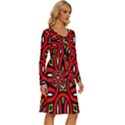 Traditional Art Pattern Long Sleeve Dress With Pocket View3