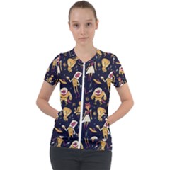 Alien Surface Pattern Short Sleeve Zip Up Jacket by Ket1n9