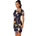 Alien Surface Pattern Fitted Knot Split End Bodycon Dress View2