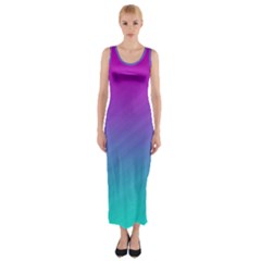 Background-pink-blue-gradient Fitted Maxi Dress by Ket1n9