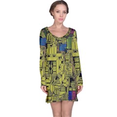 Technology Circuit Board Long Sleeve Nightdress by Ket1n9