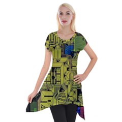 Technology Circuit Board Short Sleeve Side Drop Tunic by Ket1n9