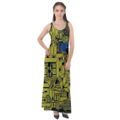 Technology Circuit Board Sleeveless Velour Maxi Dress by Ket1n9