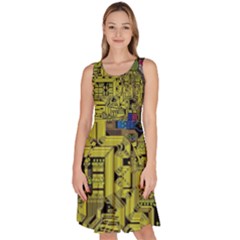 Technology Circuit Board Knee Length Skater Dress With Pockets by Ket1n9