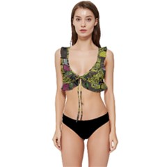 Technology Circuit Board Low Cut Ruffle Edge Bikini Top by Ket1n9