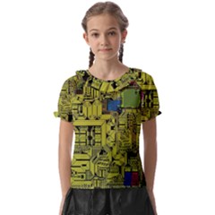 Technology Circuit Board Kids  Frill Chiffon Blouse by Ket1n9