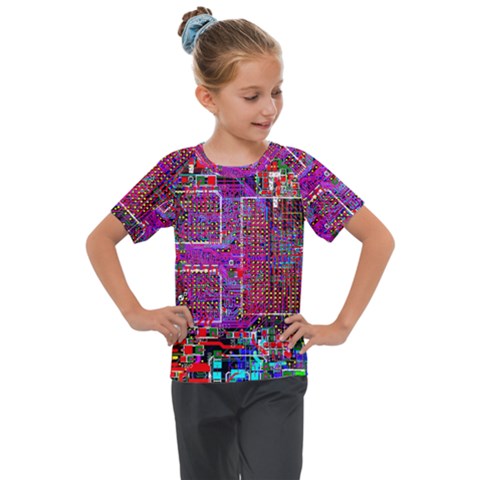 Technology Circuit Board Layout Pattern Kids  Mesh Piece T-shirt by Ket1n9