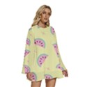 Watermelon Wallpapers  Creative Illustration And Patterns Round Neck Long Sleeve Bohemian Style Chiffon Mini Dress View3