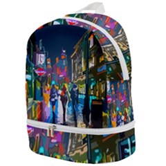 Abstract-vibrant-colour-cityscape Zip Bottom Backpack by Ket1n9