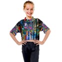 Abstract-vibrant-colour-cityscape Kids Mock Neck T-Shirt View1