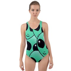 Art Alien Pattern Cut-out Back One Piece Swimsuit by Ket1n9