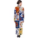 Mexican-talavera-pattern-ceramic-tiles-with-flower-leaves-bird-ornaments-traditional-majolica-style- Turtleneck Maxi Dress View2