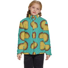 Taco-drawing-background-mexican-fast-food-pattern Kids  Puffer Bubble Jacket Coat by Ket1n9