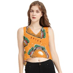 Seamless-pattern-with-taco V-neck Cropped Tank Top by Ket1n9