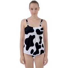 Cow Pattern Twist Front Tankini Set by Ket1n9