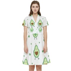 Cute-seamless-pattern-with-avocado-lovers Short Sleeve Waist Detail Dress by Ket1n9