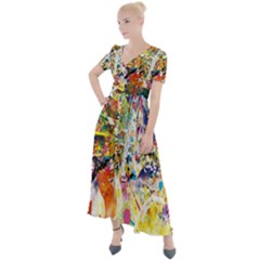 Multicolor Anime Colors Colorful Button Up Short Sleeve Maxi Dress by Ket1n9