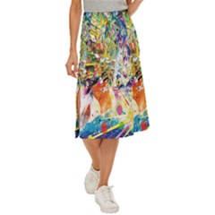 Multicolor Anime Colors Colorful Midi Panel Skirt by Ket1n9