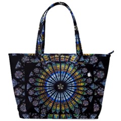 Stained Glass Rose Window In France s Strasbourg Cathedral Back Pocket Shoulder Bag  by Ket1n9