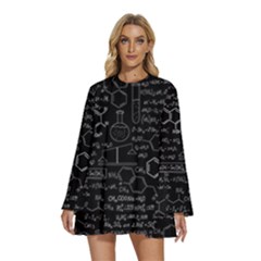 Medical Biology Detail Medicine Psychedelic Science Abstract Abstraction Chemistry Genetics Pattern Round Neck Long Sleeve Bohemian Style Chiffon Mini Dress by Grandong