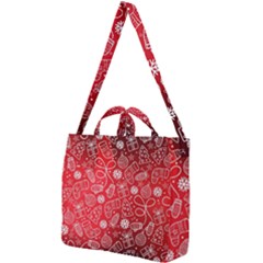 Christmas Pattern Red Square Shoulder Tote Bag by Grandong