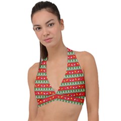 Christmas-papers-red-and-green Halter Plunge Bikini Top by Grandong