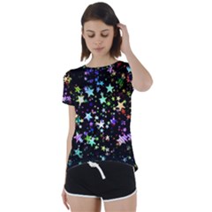 Christmas-star-gloss-lights-light Short Sleeve Open Back T-shirt by Grandong