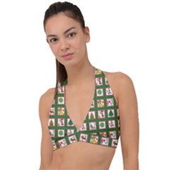 Christmas-paper-christmas-pattern Halter Plunge Bikini Top by Grandong