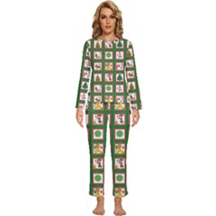 Christmas-paper-christmas-pattern Womens  Long Sleeve Lightweight Pajamas Set by Grandong