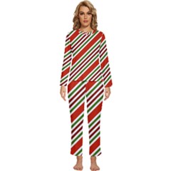 Christmas-color-stripes Womens  Long Sleeve Lightweight Pajamas Set by Grandong