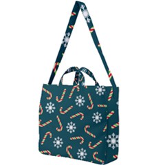 Christmas-seamless-pattern-with-candies-snowflakes Square Shoulder Tote Bag by Grandong