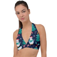 Colorful-funny-christmas-pattern      - Halter Plunge Bikini Top by Grandong