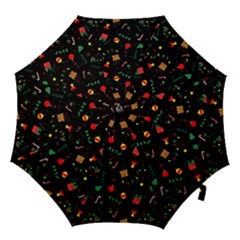 Christmas Paper Stars Pattern Texture Background Colorful Colors Seamless Copy Hook Handle Umbrellas (large) by Grandong