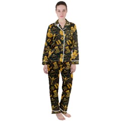 Christmas Background Seamless Pattern Pattern Women s Long Sleeve Satin Pajamas Set	 by Grandong