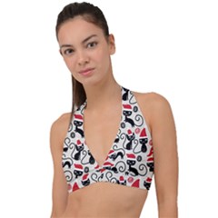 Cute Christmas Seamless Pattern Vector Halter Plunge Bikini Top by Grandong