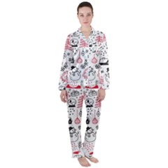 Christmas-themed-seamless-pattern Women s Long Sleeve Satin Pajamas Set	 by Grandong