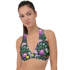 Colorful-funny-christmas-pattern   --- Halter Plunge Bikini Top by Grandong