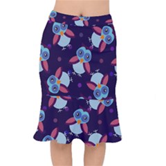 Owl-pattern-background Short Mermaid Skirt by Grandong