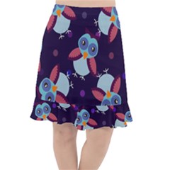 Owl-pattern-background Fishtail Chiffon Skirt by Grandong