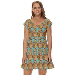 Owl Bird Short Sleeve Tiered Mini Dress by Grandong