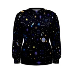 Starry Night  Space Constellations  Stars  Galaxy  Universe Graphic  Illustration Women s Sweatshirt by Grandong