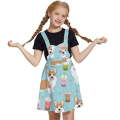 Welsh Corgi Boba Tea Bubble Cute Kawaii Dog Breed Kids  Apron Dress by Grandong