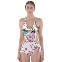 Set-kawaii-doodles -- Cut-out One Piece Swimsuit by Grandong