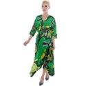 Dino Kawaii Quarter Sleeve Wrap Front Maxi Dress View1