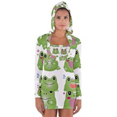 Kawaii-frog-rainy-season-japanese Long Sleeve Hooded T-shirt by Grandong