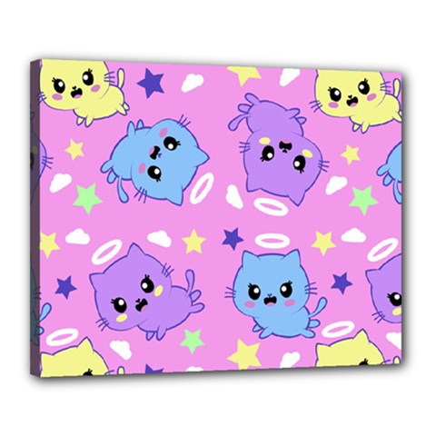 Seamless Pattern With Cute Kawaii Kittens Canvas 20  X 16  (stretched) by Grandong