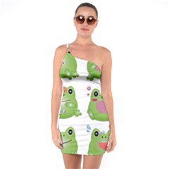 Kawaii-frog-rainy-season-japanese One Shoulder Ring Trim Bodycon Dress by Grandong