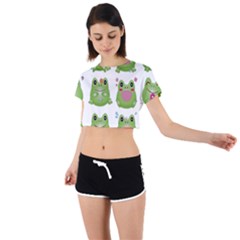 Kawaii-frog-rainy-season-japanese Tie Back Short Sleeve Crop T-shirt by Grandong